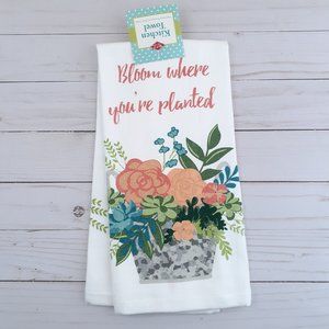 Dual Purpose Kitchen Towel Flower Basket Bloom Where You're Planted